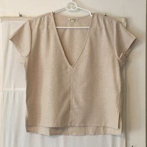 Ali Golden Raw Silk V-Neck Top